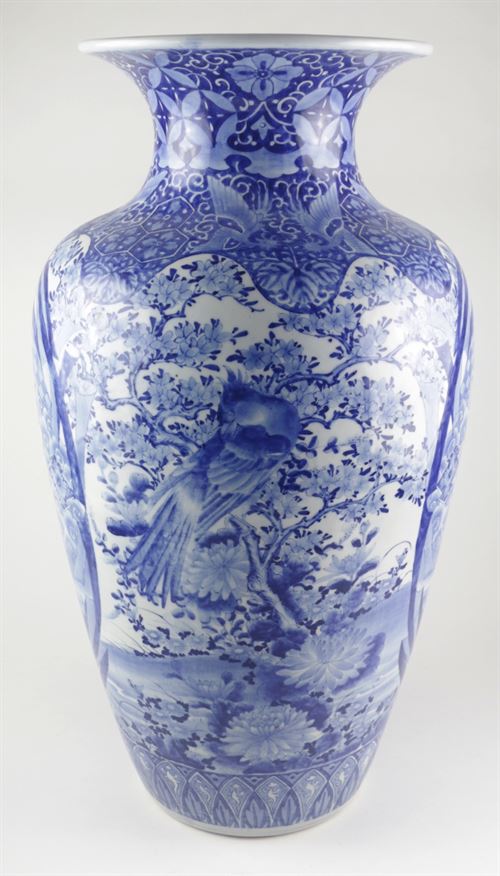 Monumental Japanese Arita Blue and White Vase