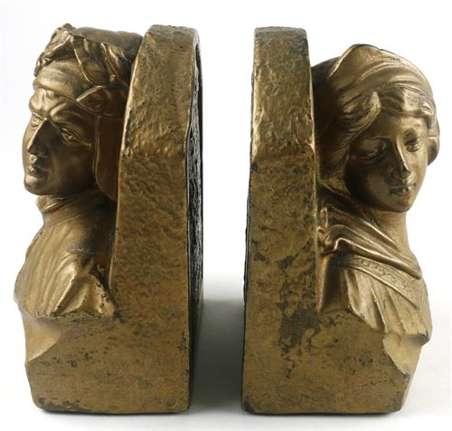 Armor Bronze Dante and Beatrice Book Ends